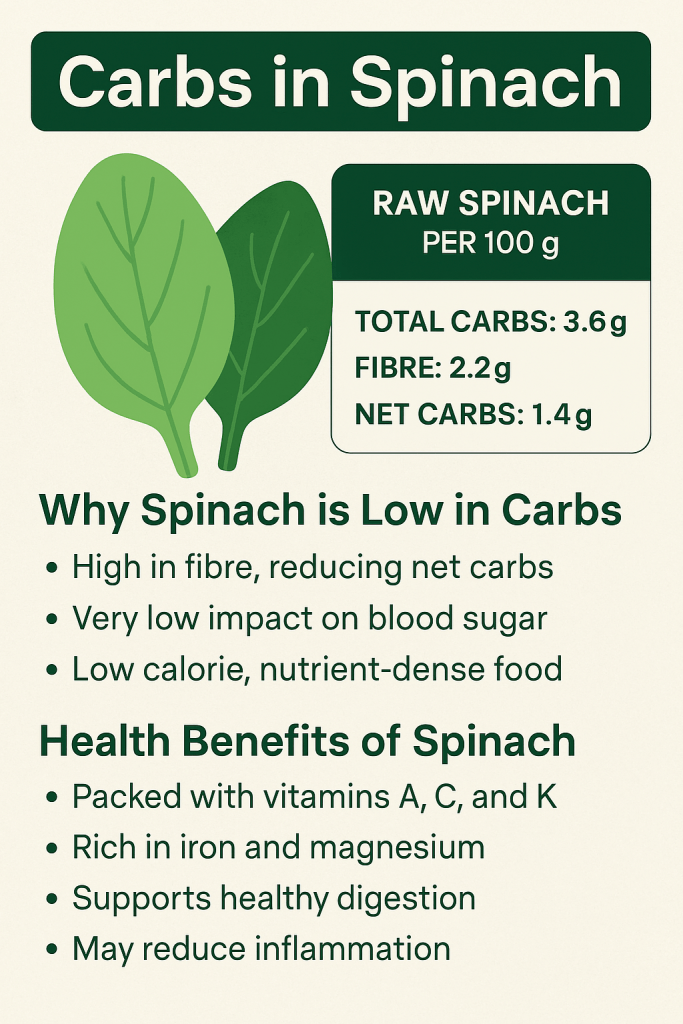 Discover the truth about carbs in spinach. Low in net carbs, high in fibre — find out why spinach is a smart, healthy choice for every diet.