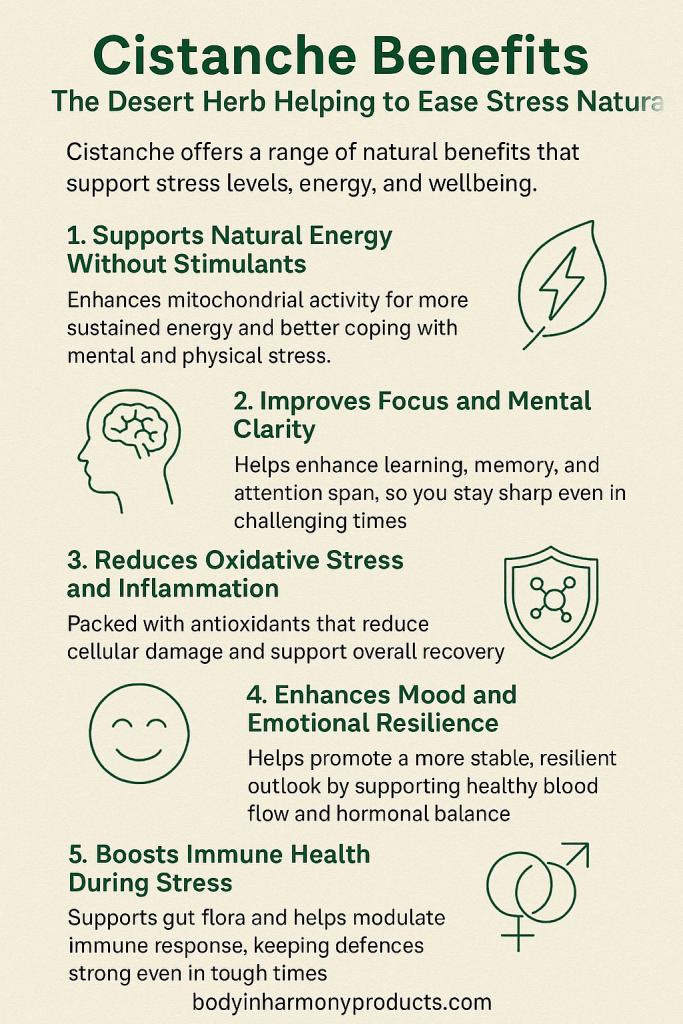 Explore Cistanche benefits for stress relief, energy, brain health, and hormone balance. Learn how this desert herb naturally supports a calmer mind.