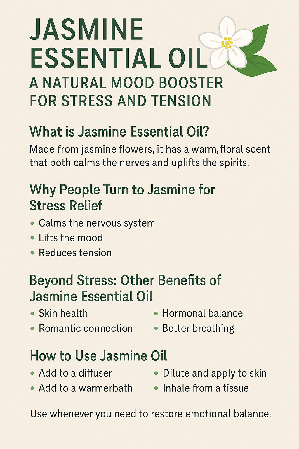 Jasmine Essential Oil: Calm Stress and Uplift Your Mood