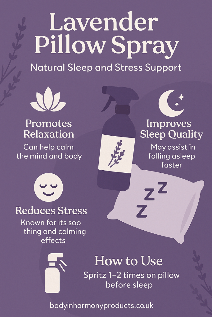 Lavender pillow spray helps ease stress and improve sleep quality, naturally. A calming bedtime mist for better rest and less tension. read on