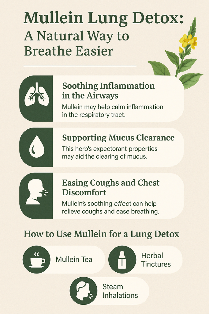 Discover how a mullein lung detox may support clearer breathing and natural lung cleansing. Learn how to use mullein safely and effectively.