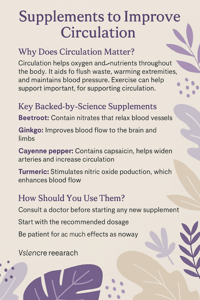 Discover supplements to improve circulation, energy, and recovery. Learn which natural options support healthy blood flow and heart function.