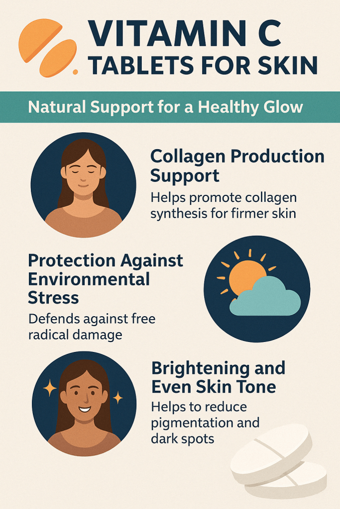 Discover how vitamin C tablets for skin can support a healthy, glowing complexion naturally. Boost collagen and protect your skin the natural way.