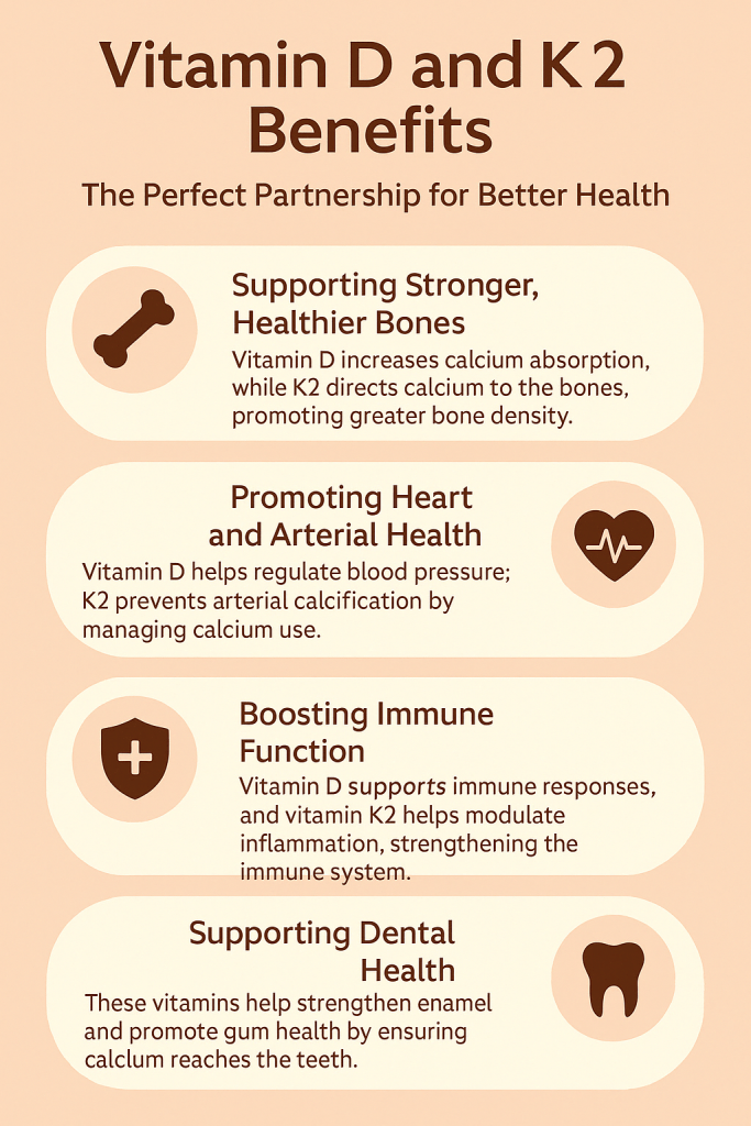Discover the top vitamin D and K2 benefits. Support stronger bones, heart health, and immune function with this powerful nutrient combination.