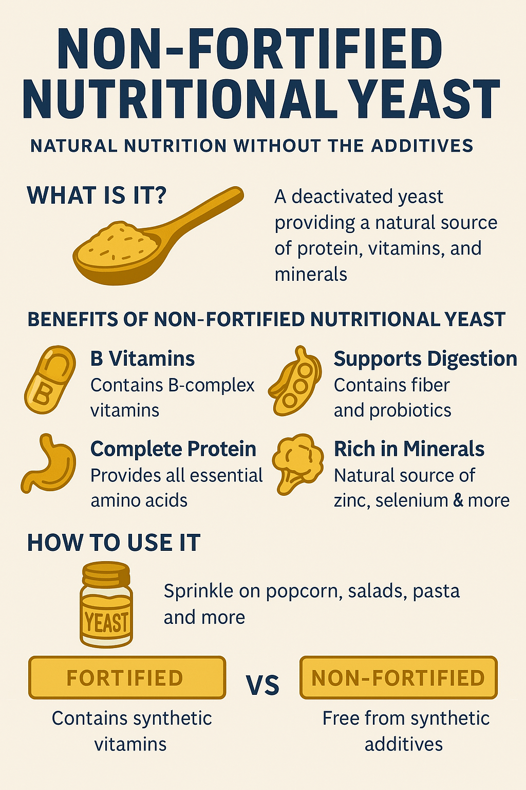 Non-Fortified Nutritional Yeast: Natural Nutrition No Additives