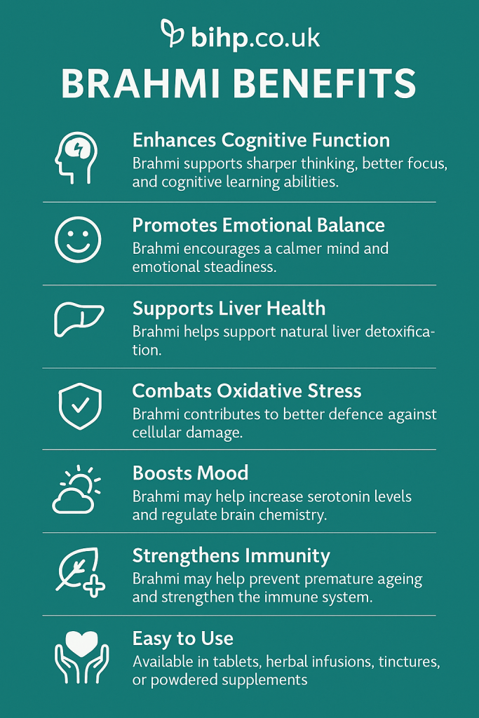 Discover the power of Brahmi benefits, stress relief, memory boost, and sharper focus. This Ayurvedic brain tonic supports calm and clarity.