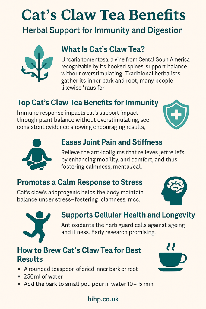 Explore the top cat’s claw tea benefits for digestion, inflammation, stress and immune health, in this natural wellness guide. Read more here.