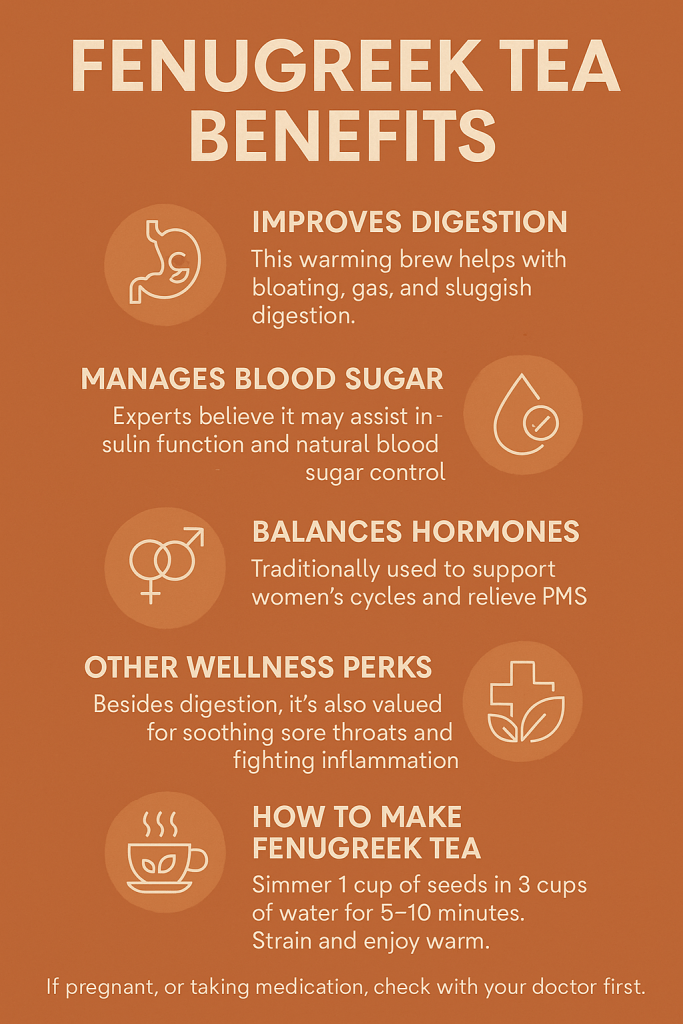Read about fenugreek tea benefits for digestion, blood sugar, and hormone balance in one simple, soothing herbal brew. You wont believe it!!