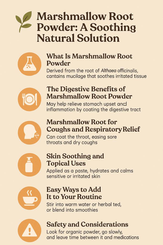 Discover how marshmallow root powder can support digestion, calm coughs, and soothe your skin — all with one gentle herbal remedy. Read more.