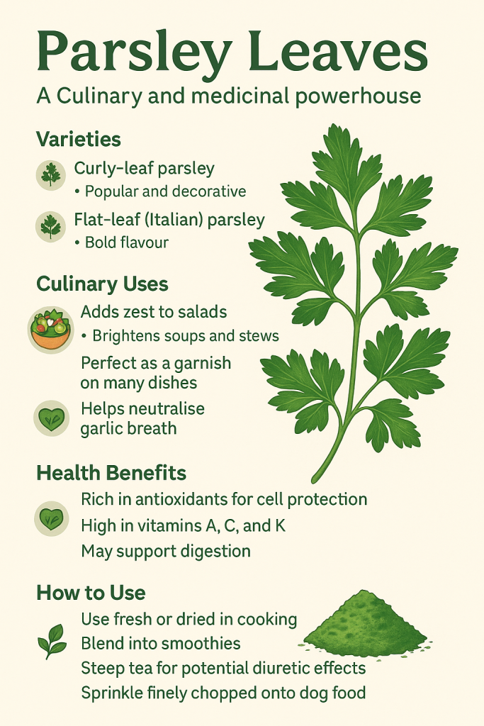 Discover the surprising health benefits of parsley leaves. Learn how to use this everyday herb for nutrition, digestion, detox and even fresh breath!