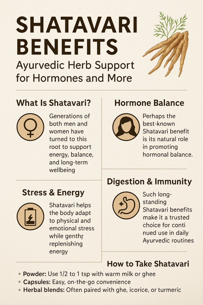 Discover the powerful Shatavari benefits trusted in Ayurveda — for hormone balance- stress recovery and gut health. A gentle tonic for health