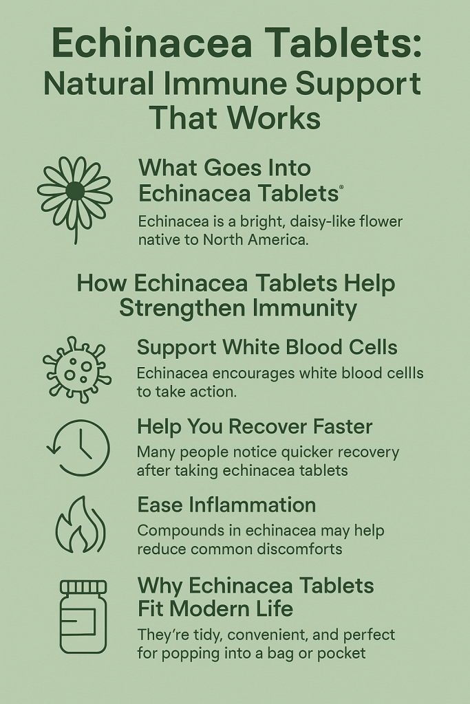 Discover how echinacea tablets support your immune system, fight colds, and offers a natural alternative to over-the-counter meds. read more.