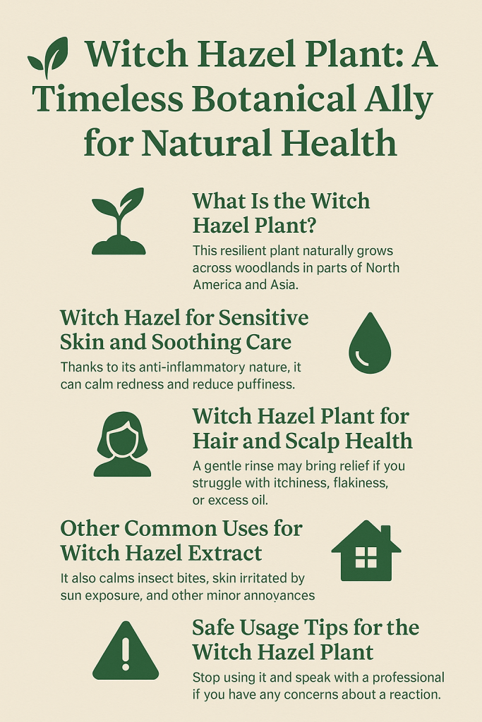 Discover how the witch hazel plant supports skin, scalp, and swelling relief naturally. Learn about this versatile and trusted herbal remedy.