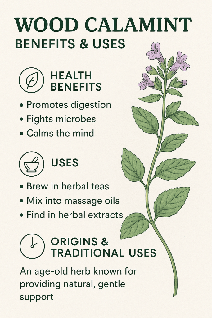 The health benefits of wood calamint, its traditional uses, origins, & key precautions. Learn how this herbal ally supports natural wellness.