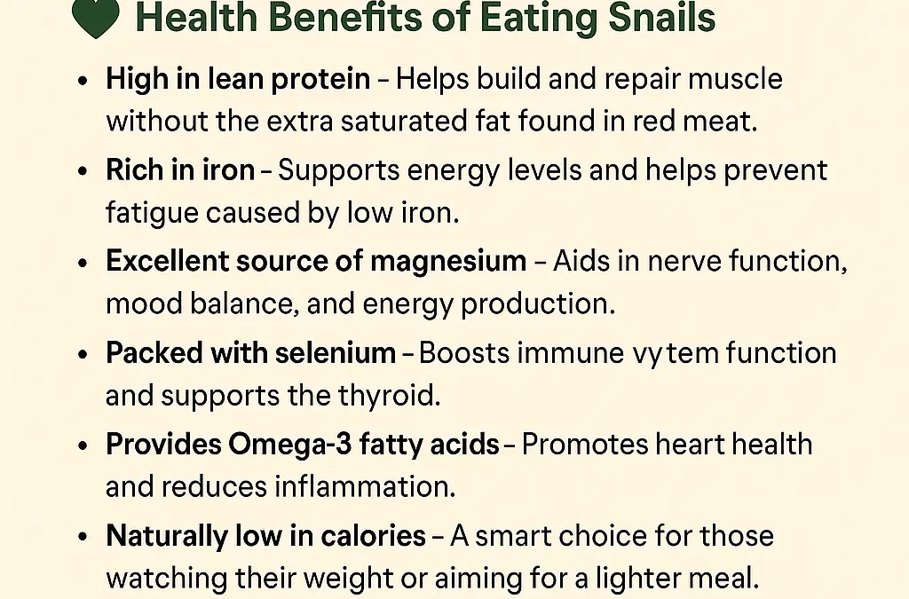 Nutritional Benefits of Snails: Are They Healthy and Worth Eating?