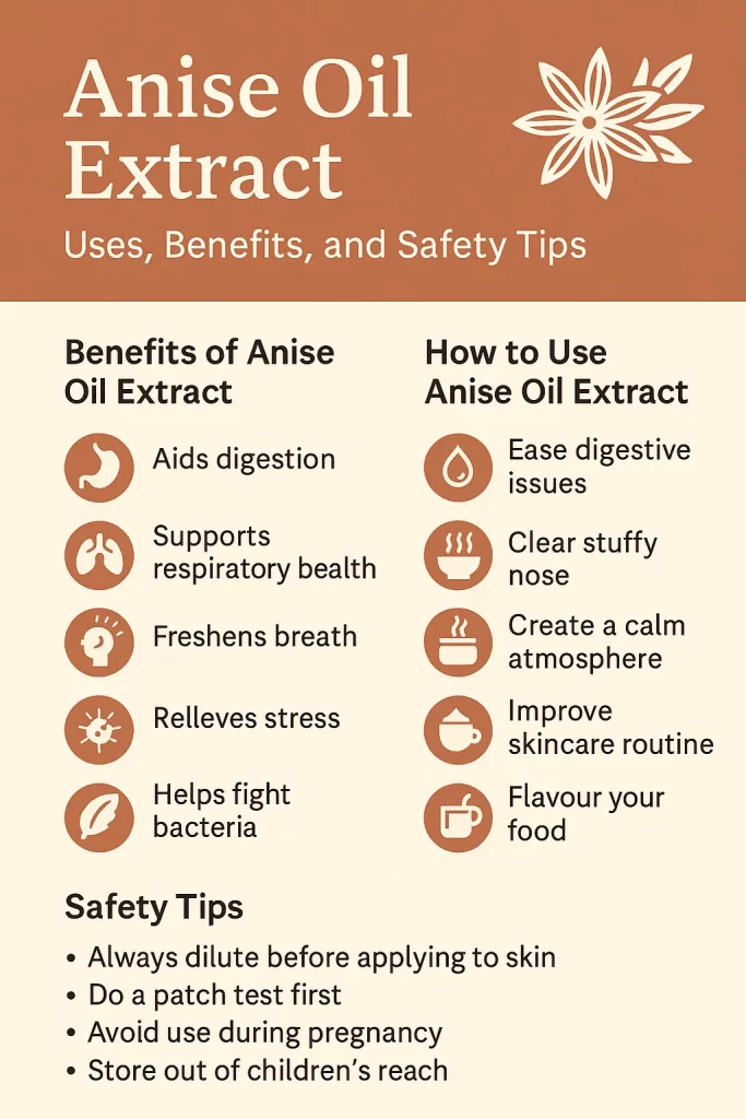 Discover everything about anise oil extract – its surprising benefits, practical uses, and how to use it safely every day. Read more here.
