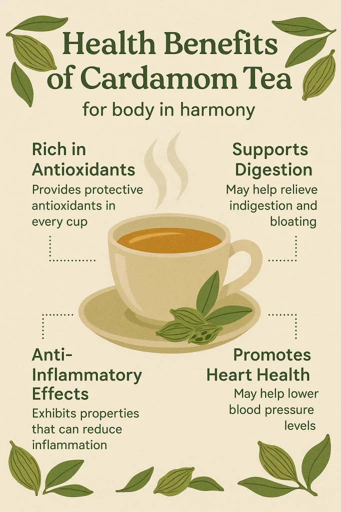 Discover the health benefits of cardamom tea. Learn how this aromatic brew supports digestion, immunity, & overall wellbeing. Read more here