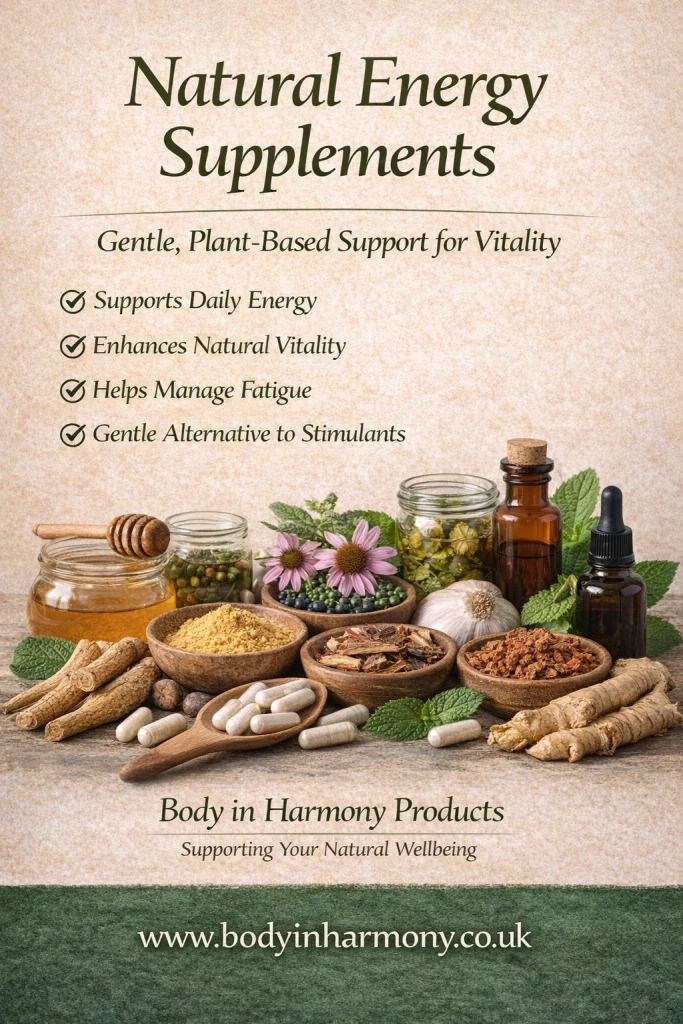Natural energy supplements designed to support steady vitality, balance, and everyday wellbeing through gentle, plant-based support.