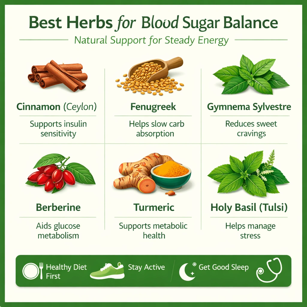 The best herbs for blood sugar balance explained, with natural strategies to support steady energy and healthy glucose control.
