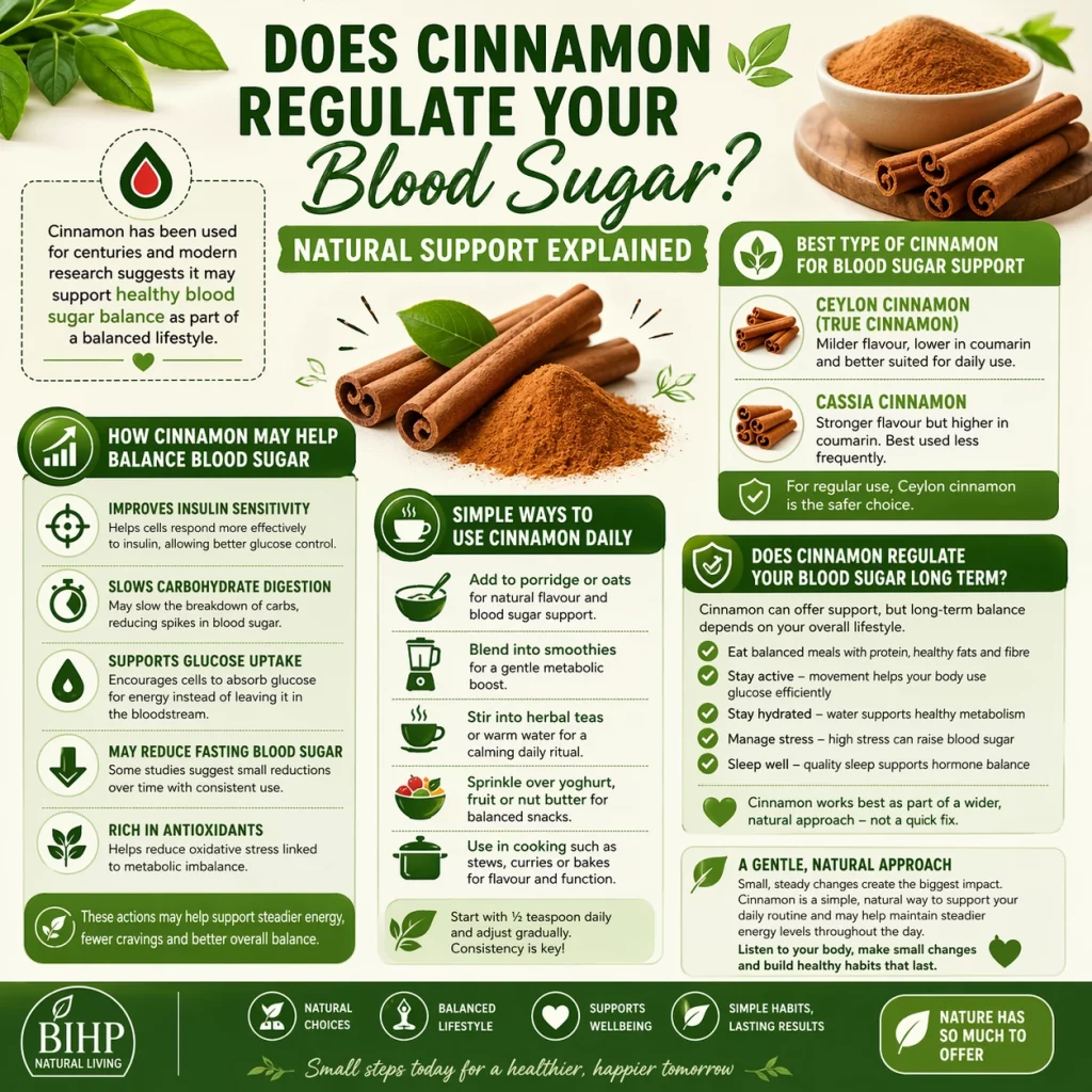 Does cinnamon regulate your blood sugar? Learn how cinnamon may support balance naturally, with simple tips and practical guidance.