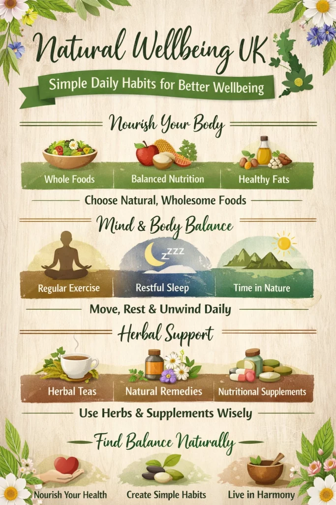 Learn how natural wellbeing UK supports better wellbeing via simple daily habits, whole foods, and a balanced lifestyle for long-term balance.
